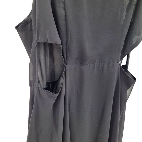 Divided H&M Gothic High Low Midi Maxi Dress 10 Black Sheer Side Cutout Punk - Picture 5 of 13